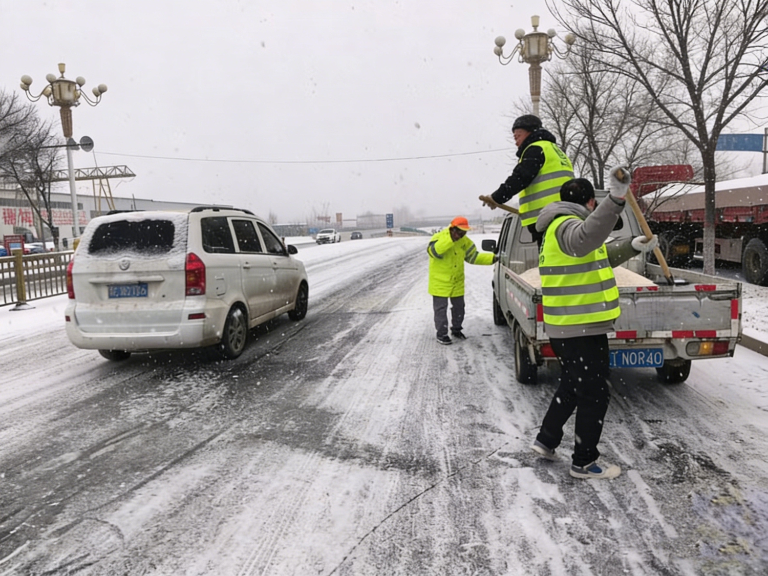 图片默认标题_fororder_对路面、人行道积雪残冰进行精细化清理 摄影 康胜