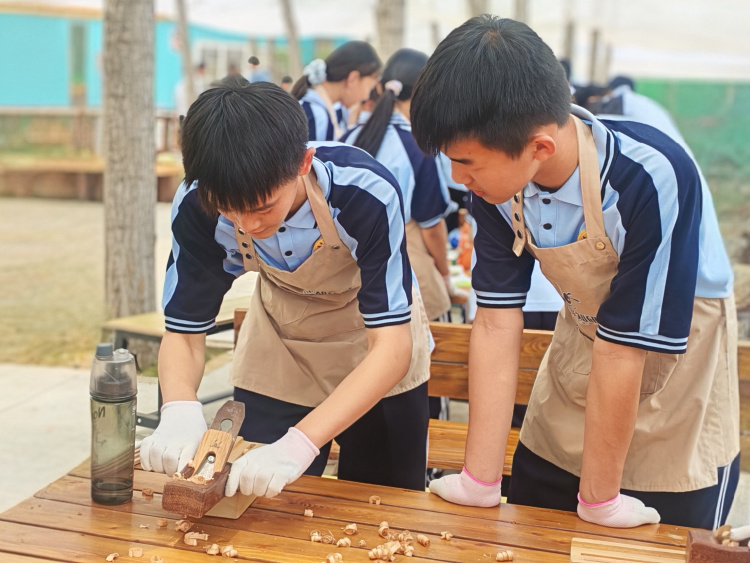 河北唐县:科技赋能农业 劳动启迪成长_fororder_同学们正在认真动手制作木筷 摄像 赵维怡