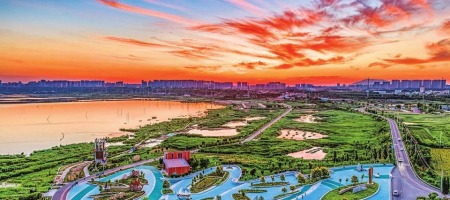 山西运城：鸭子池湿地公园景致如画
