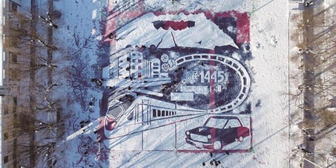 长春：巨型雪地绘图展吉地风华