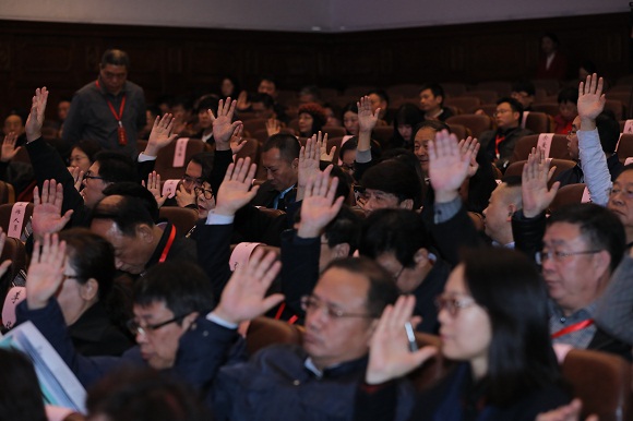 图片默认标题_fororder_17参会代表举手表决通过.JPG