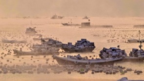 山东荣成：雪后海湾出现“海浩”景观