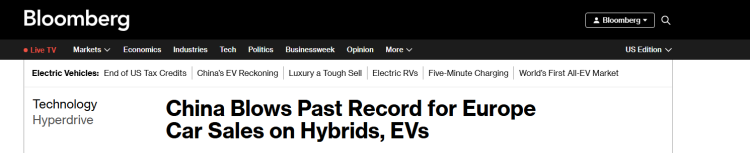 全球媒体聚焦︱中国车企在欧洲市场创下历史最佳月度销售纪录