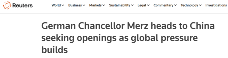 全球媒体聚焦丨多家外媒关注德国总理默茨访华_fororder_1