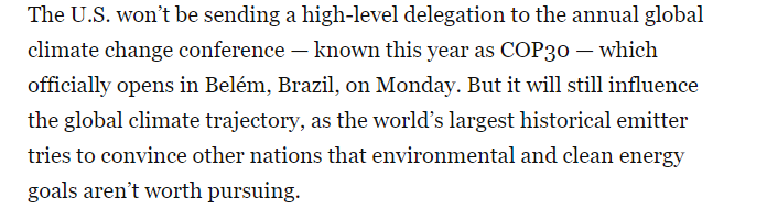 全球媒体聚焦丨缺席COP30大会、阻挠达成新协议 《华盛顿邮报》感慨美国应对气变日益极端