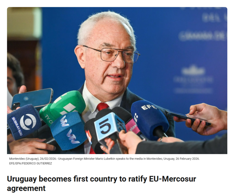 闪评 | 乌拉圭和阿根廷批准南共市-欧盟自贸协定 拉美和欧盟的合作进入新阶段了吗?