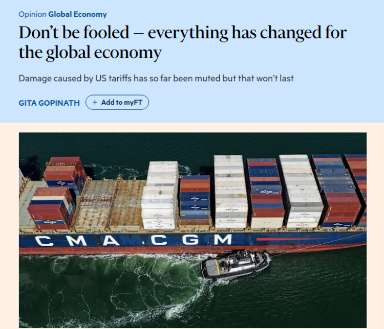 全球媒体聚焦 | 国际货币基金组织前副总裁:全球经济环境已深刻变化 美国关税代价逐步显现_fororder_9534bff9aab0487eb56732d514846510