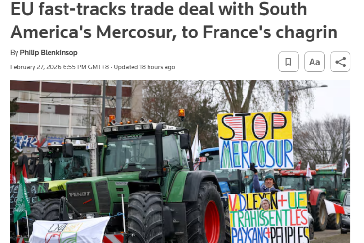 闪评 | 不惜与法国硬刚 欧盟为何急推南共市自贸协定?