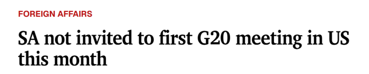 闪评 | 南非称不会呼吁抵制美国G20峰会 两国关系将何去何从?