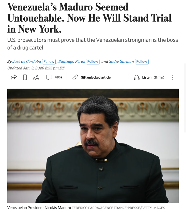 北美观察丨封锁不够 还要抓人 美国押解马杜罗的政治算计