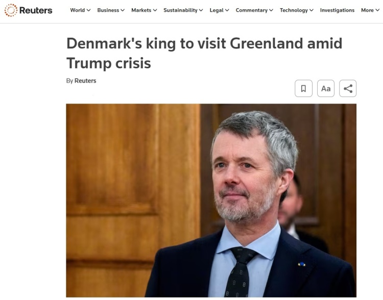 全球媒体聚焦 | 多国媒体:丹麦国王访问格陵兰岛 “在困难时期提振士气”