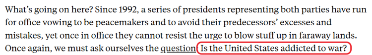 全球媒体聚焦 | 美媒:美国是否已经“对战争上瘾”?