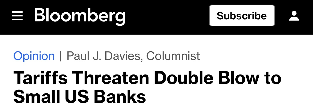 全球媒体聚焦|美媒:关税威胁对美国小型银行造成双重打击