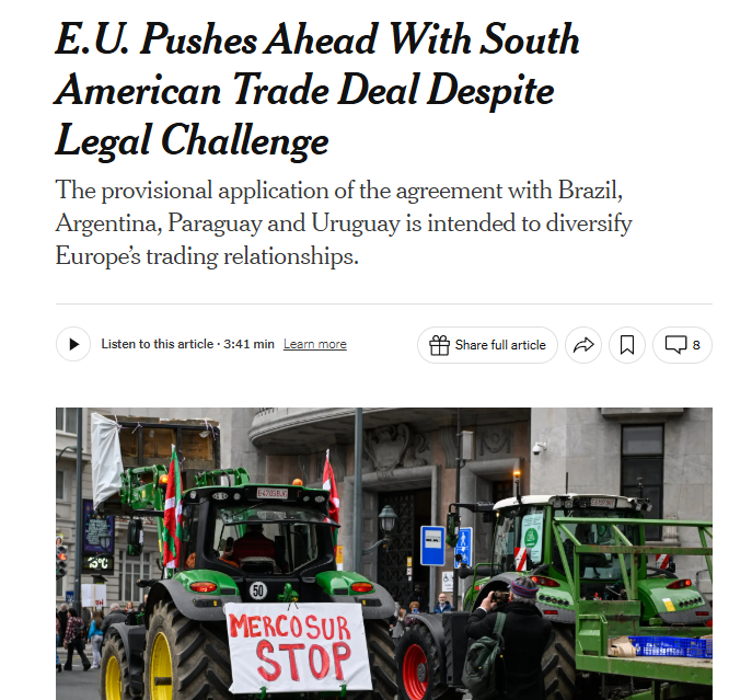 闪评 | 不惜与法国硬刚 欧盟为何急推南共市自贸协定?