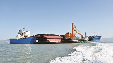 2025年宁德港累计完成4批次组合式船舶出口任务