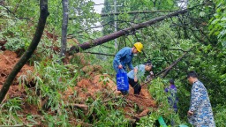 江西奉新：暴雨塌方路人被困 供电员工紧急救援