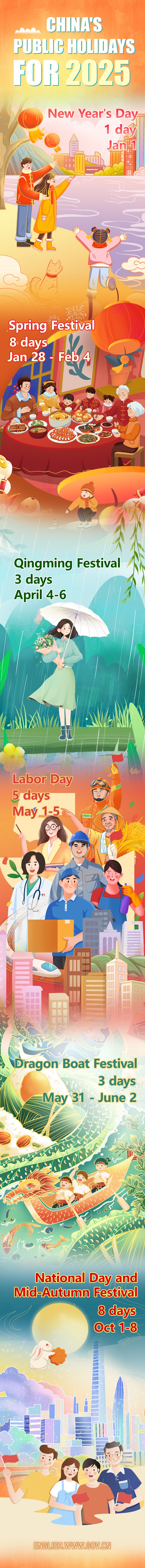 China's public holidays for 2025