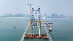 海上架“天路”！厦金大桥刘五店航道桥猫道架设完成