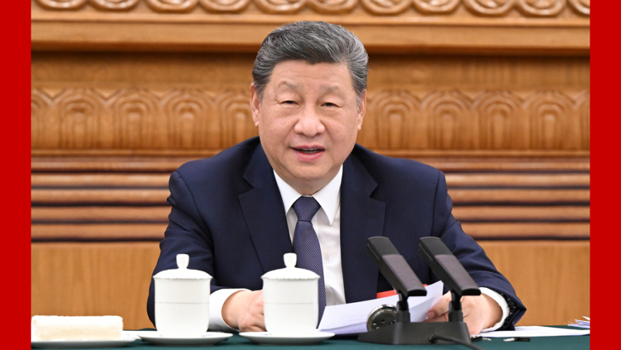 【讲习所·习近平的两会时间】习近平勉励中国经济大省产业发展开新局_fororder_时政红底(2)