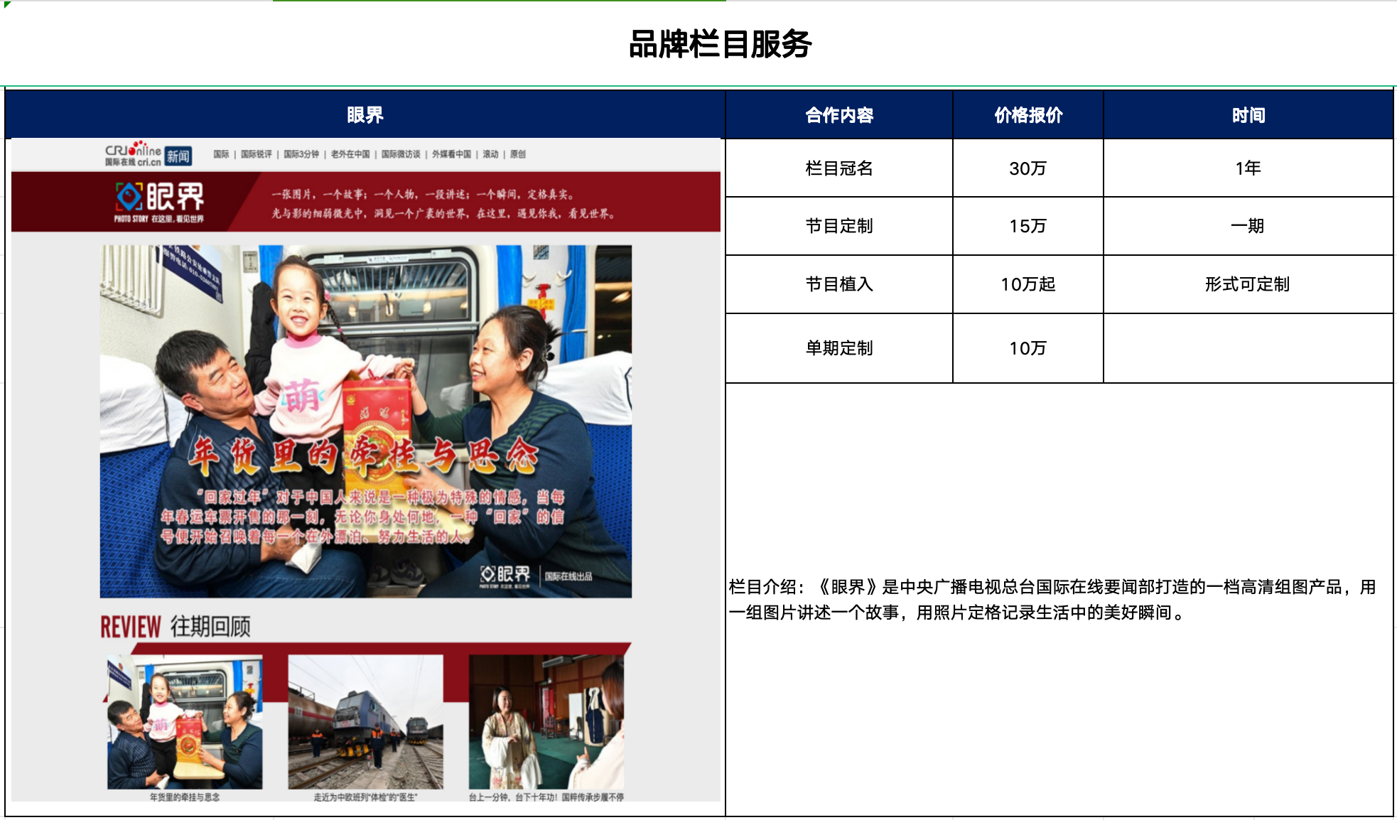 国际在线广告刊例