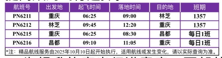 西部航空新增重庆至林芝、昌都精品航线