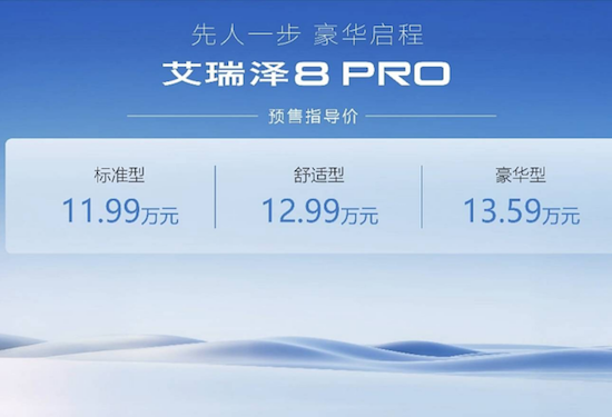 预售价11.99-13.59万元 奇瑞艾瑞泽8 PRO将3月25日上市_fororder_8119