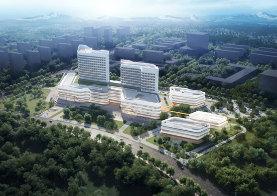 中建七局大邑县人民医院迁建项目首栋楼主体结构封顶