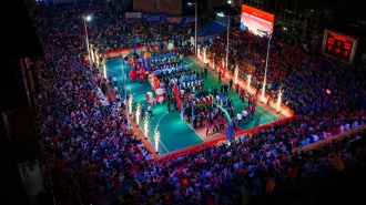 第九届广西万村篮球赛总决赛在兴业县开幕 十四支劲旅竞逐桂冠