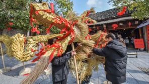 桂林灵川：东漓古村草龙迎新春 传统非遗“活”起来