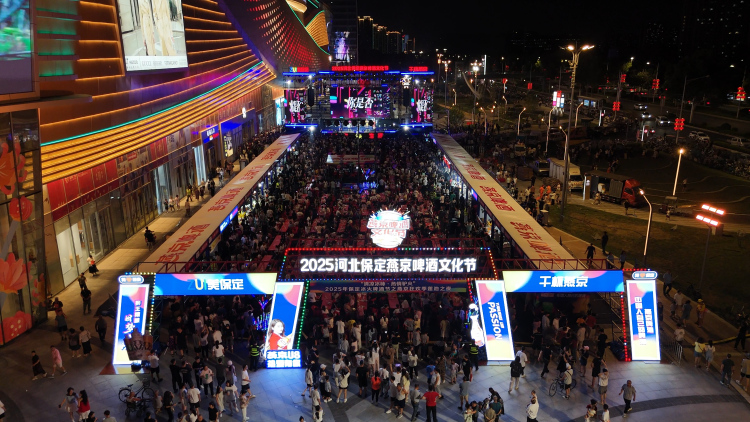 保定市莲池区：激活夜经济 引爆消费新活力_fororder_图片一：8月11日，2025年保定冰火啤酒节莲池之夜暨啤酒文化节活动，在爱情广场开幕。（刘宗泽摄）