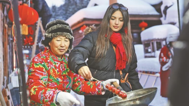 留学生“乐游”雪乡