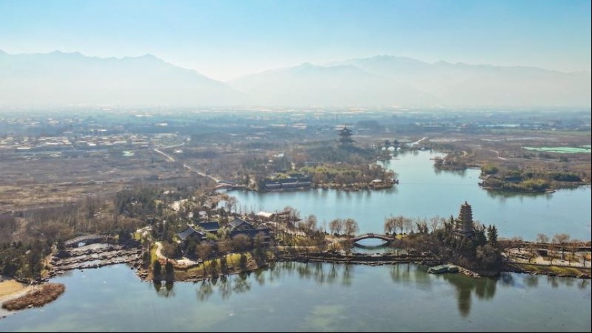 冬日渼陂湖 湖光山色美如画