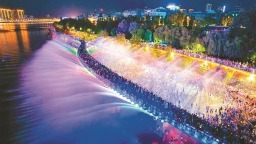 安康汉江新添步道喷泉景观