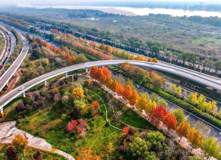 秦汉新城渭河北岸冬日盛景