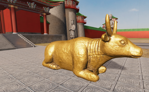 [Typical Case] Ningxia, China · Western Xia Mausoleums AR Intelligent Interactive Guide Project_fororder_文物模型--鎏金铜牛