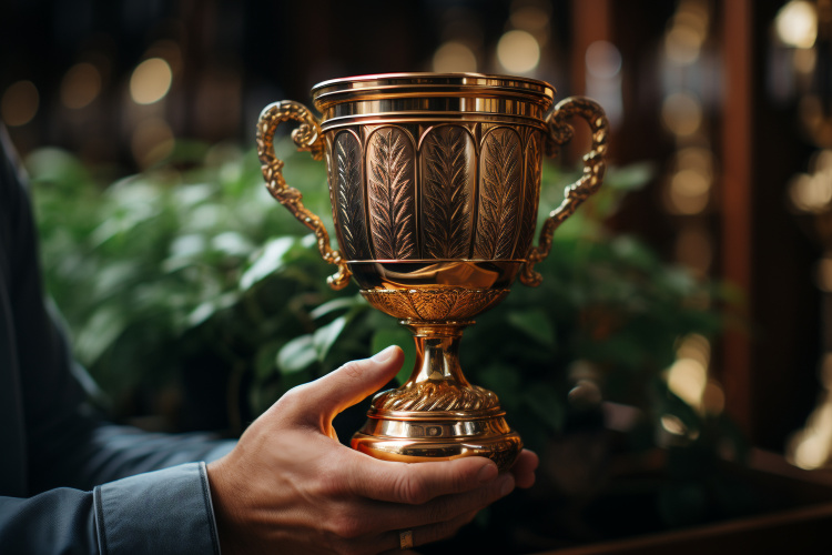 首奖50万！第四届“凤凰文学奖”全球征稿启动，特设年度青年作家奖项_fororder_摄图网_600619857_男人手持奖杯(企业商用)