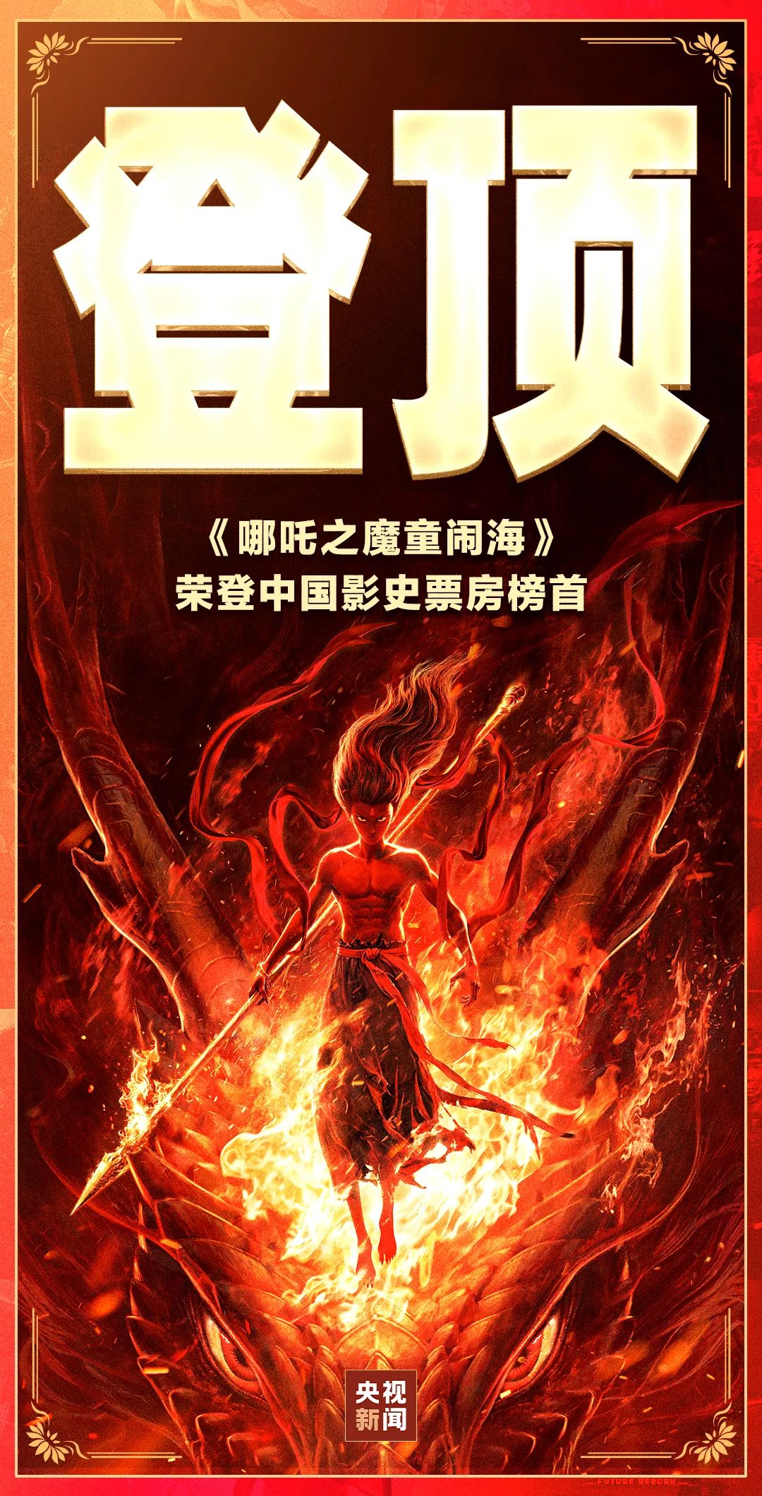 《哪吒2》,登顶全球影史单一市场票房榜! 《哪吒2》,登顶全球影史单一市场票房榜!