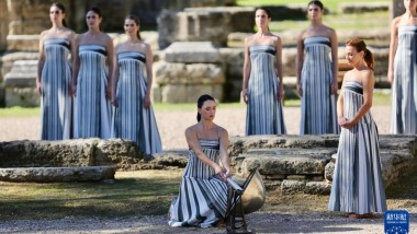 米兰冬奥会圣火火种采集仪式彩排在希腊举行