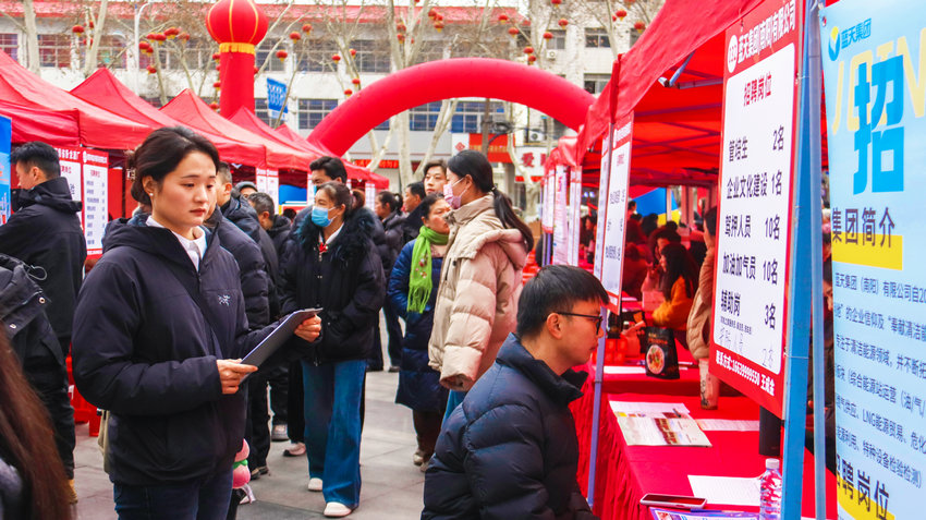 南阳市卧龙区：春风行动助就业_fororder_求职者寻找适合自己的就业岗位.JPG