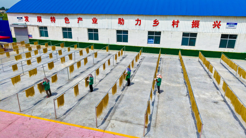 南阳市社旗县：直播架金桥 特产云端俏_fororder_社旗县朱集镇殷河村村民晾晒粉条 摄影 张峰