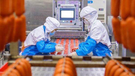 南阳市社旗县：小烤肠绘就产业惠民新图景_fororder_工人在生产线上忙碌 摄影 刘靖童.JPG