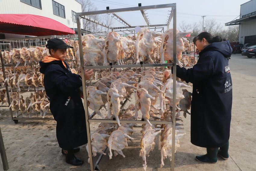 信阳市商城县：生态养殖领路 全链赋能县域农特产业升级_fororder_工人忙晾晒 洪晓燕 摄.JPG