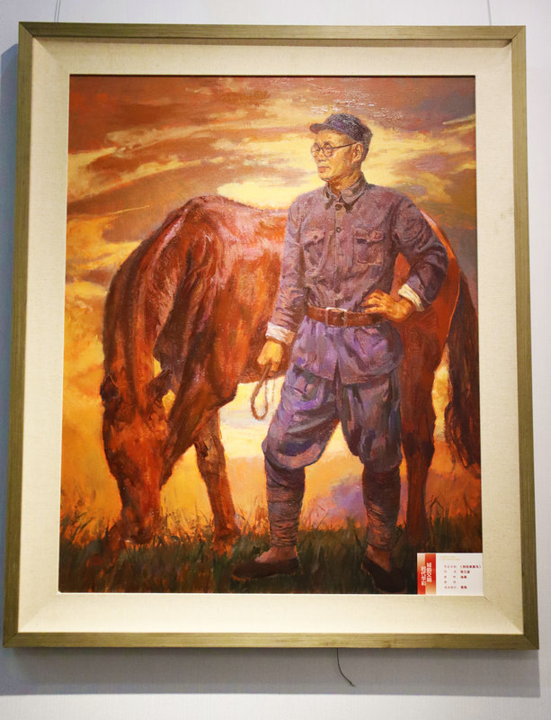 三省五市美术作品联展在河南南阳开展_fororder_信阳选送的油画——《刘伯承放马》.JPG