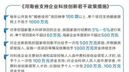 河南20条举措支持企业科技创新 鼓励企业积极承担国家科研项目
