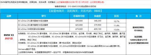 最高75折 宝马3系和X3上新 宝马最新免税车价格公布