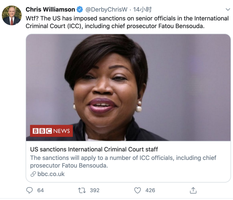美制裁国际刑事法院官员再惹众怒 ICC：对全球法治构成严重威胁