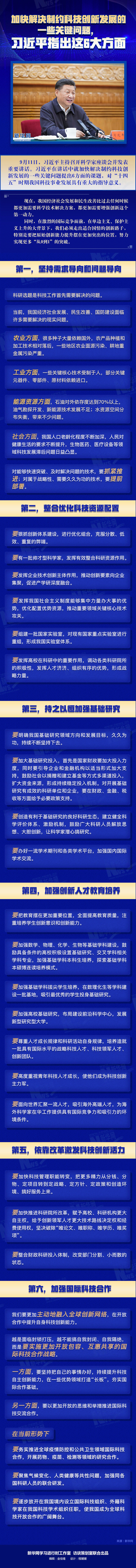 加快解决科技创新发展的一些关键问题，习近平指出这6大方面