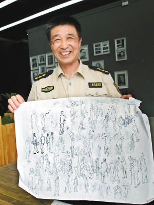 西安美院“保安大叔”爱画画 教授邀其听课