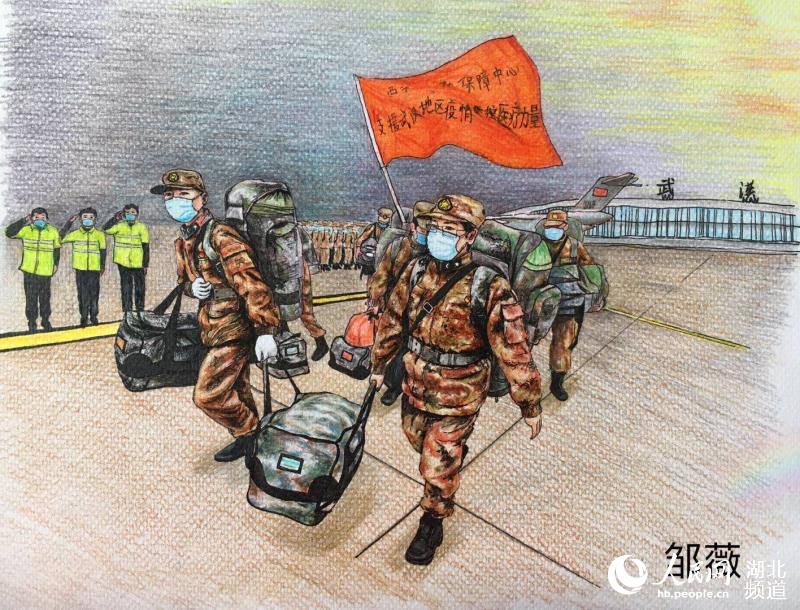 组图：拿起儿时笔 手绘战“疫”情