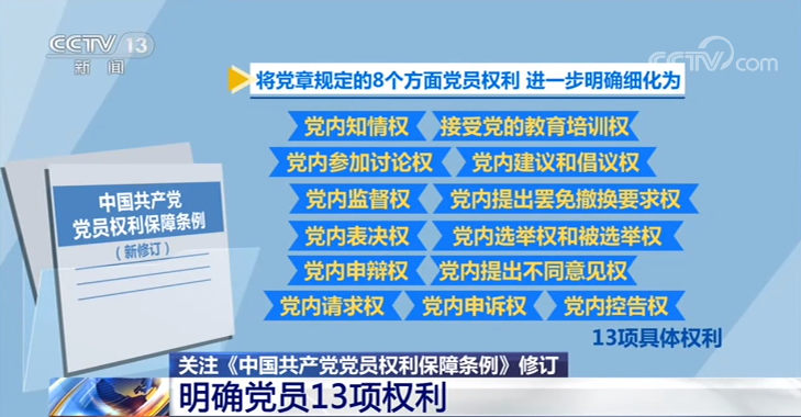 《中国共产党党员权利保障条例》再次修订 看调整内容详情→